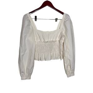 Ciao Lucia cream Katina crop top ballon sleeves sz XS